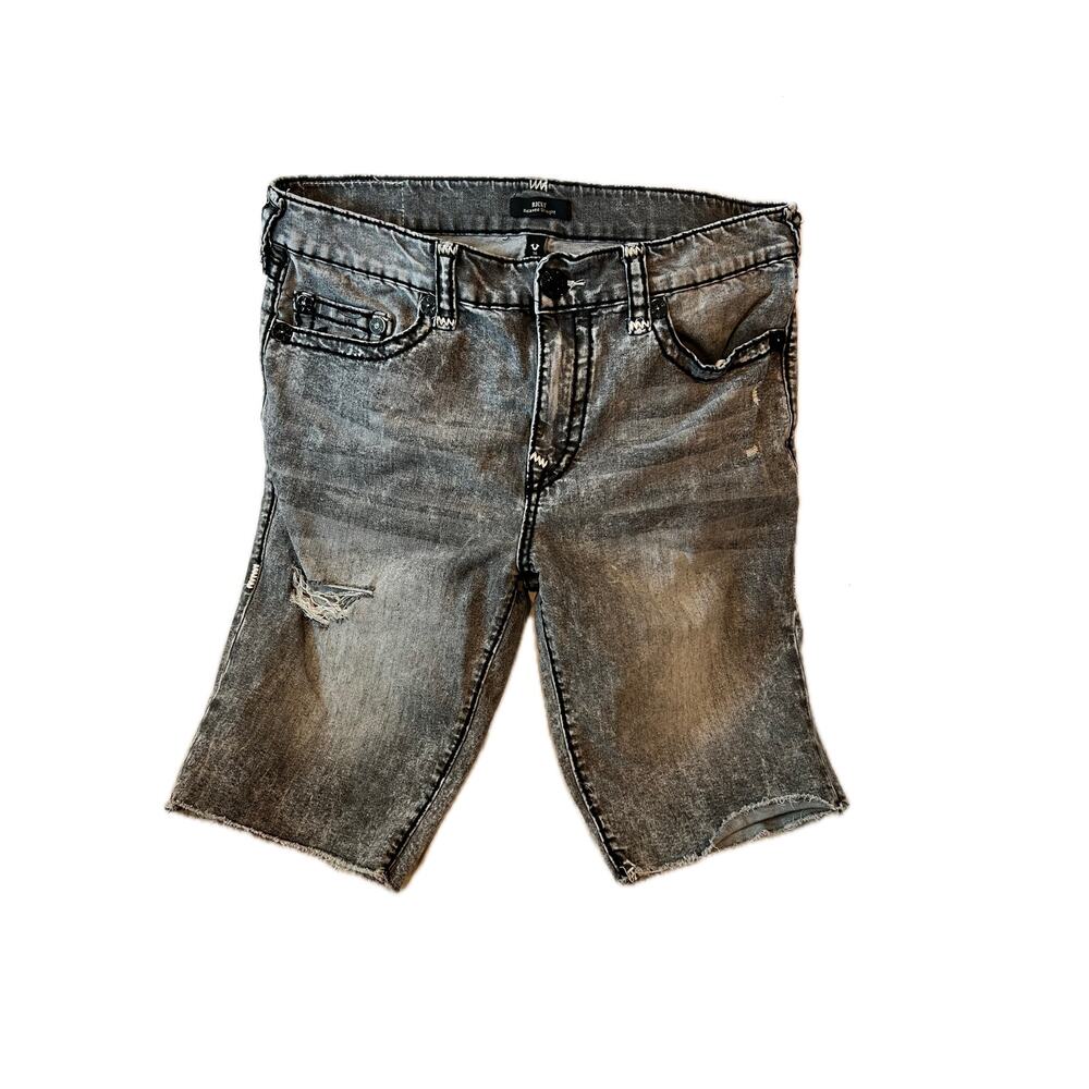 True Religion Rocco Relaxed Straight Black Jean Shorts W36